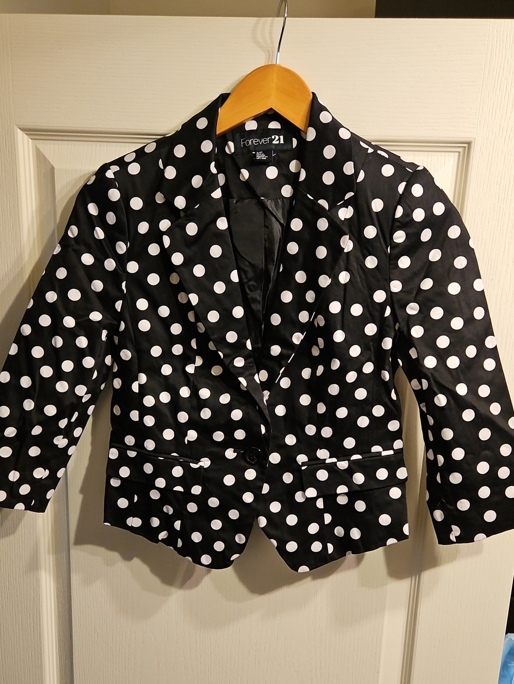 Vintage Forever 21 Black and White Polka Dot Blazer Jacket Y2K Sz S